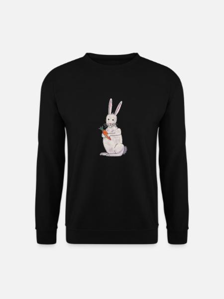 niedlicher Hasche Kaninchen mit Karotte - Unisex Pullover - Schwarz