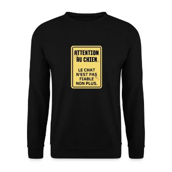 attention au chien - Sweat-shirt Unisexe - noir - Devant - Alina (178cm) & Michal (187cm)