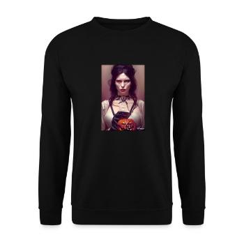 Halloween Witch Vampire Zombie Woman - Unisex Sweatshirt - black - Front - Alina (178cm) & Michal (187cm)