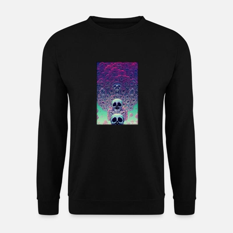 Totenschädel Blumen Rose Wolke - Unisex Pullover - Schwarz