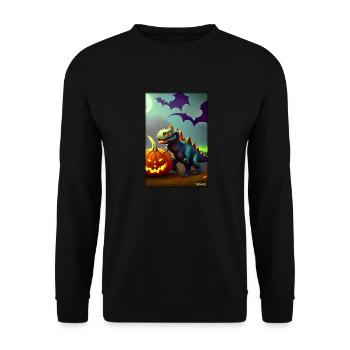 Halloween Dinosaur Pumpkin Bat - Unisex Sweatshirt - black - Front - Alina (178cm) & Michal (187cm)