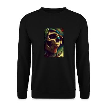 Squelette de plume de perroquet de crâne - Sweat-shirt Unisexe - noir - Devant - Alina (178cm) & Michal (187cm)