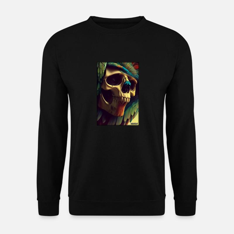 Skull Parrot Feather Skeleton - Unisex Sweatshirt - black
