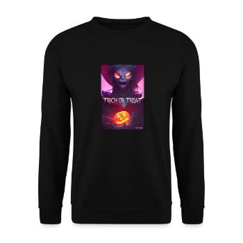 Halloween Hexe Zombie Monster Kürbis Süßes Saures - Unisex Pullover - Schwarz - Vorne - Alina (178cm) & Michal (187cm)