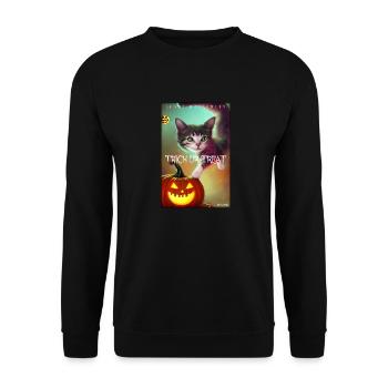 Halloween crazy cat pumpkin - Unisex Sweatshirt - black - Front - Alina (178cm) & Michal (187cm)