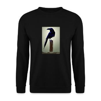 Mystisch Nacht blau Rabe Vogel - Unisex Pullover - Schwarz - Vorne - Alina (178cm) & Michal (187cm)