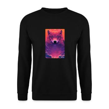Wolf Animal Motif Nature Wild Clouds Mystical - Unisex Sweatshirt - black - Front - Alina (178cm) & Michal (187cm)