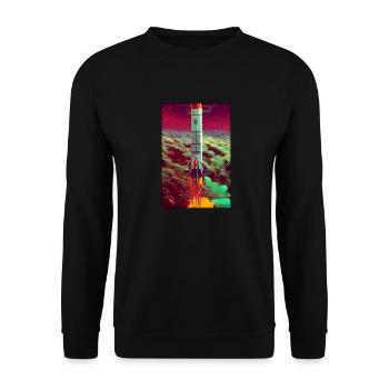 Rocket Launch Space Stars Clouds - Unisex Sweatshirt - black - Front - Alina (178cm) & Michal (187cm)