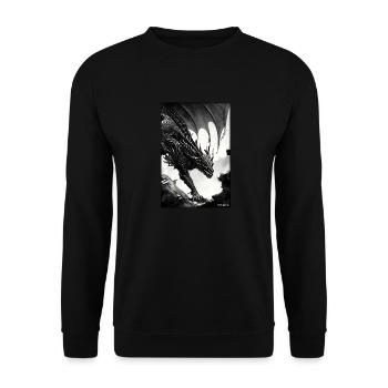 Drache Kreatur Fantasie Schwarz Weiß 2 - Unisex Pullover - Schwarz - Vorne - Alina (178cm) & Michal (187cm)