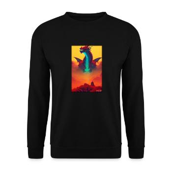 Drache Kreatur Fantasie - Unisex Pullover - Schwarz - Vorne - Alina (178cm) & Michal (187cm)