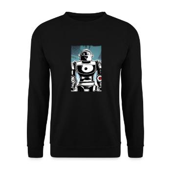 Roboter Comic Zukunft Cyborg Maschine Technik - Unisex Pullover - Schwarz - Vorne - Alina (178cm) & Michal (187cm)