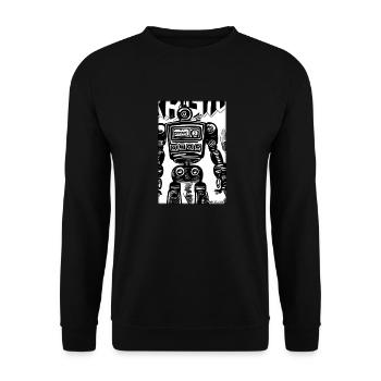 Roboter Comic Zukunft Cyborg Maschine Technik - Unisex Pullover - Schwarz - Vorne - Alina (178cm) & Michal (187cm)