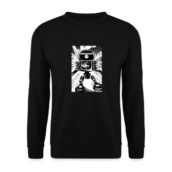 Roboter Comic Zukunft Cyborg Maschine Technik - Unisex Pullover - Schwarz - Vorne - Alina (178cm) & Michal (187cm)