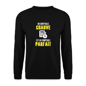 comptable chauve - comptable parfait - Sweat-shirt Unisexe - noir - Devant - Alina (178cm) & Michal (187cm)