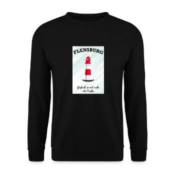 Flensburg Leuchtturm Falshöft, Mehr als Punkte - Unisex Pullover - Schwarz - Vorne - Alina (178cm) & Michal (187cm)