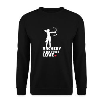 I love archery stylish archery - Unisex Sweatshirt - black - Front - Alina (178cm) & Michal (187cm)