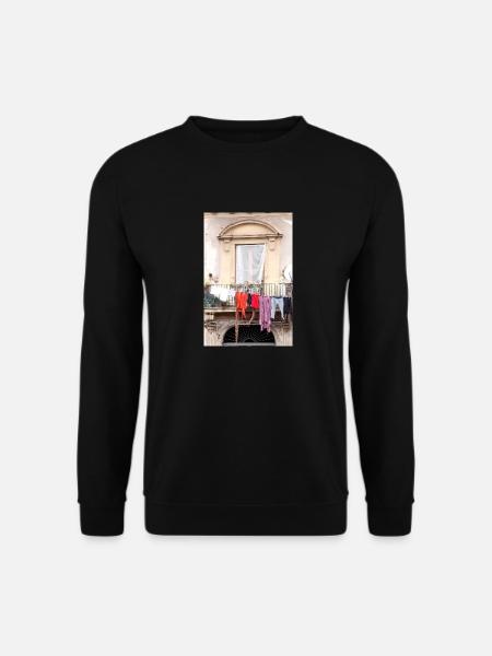 Fenster mit Wäscheleine - Unisex Pullover - Schwarz