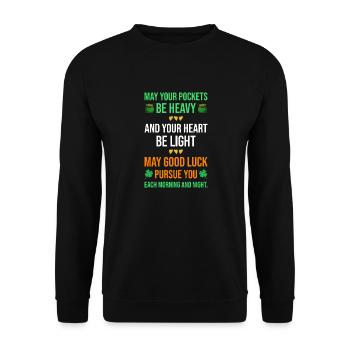 St Patricks Day Spruch Irland Herz Glück Geschenk - Unisex Pullover - Schwarz - Vorne - Alina (178cm) & Michal (187cm)