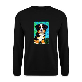 Berner Sennenhund Van Gogh Style | Hundefreund - Unisex Pullover - Schwarz - Vorne - Alina (178cm) & Michal (187cm)