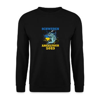 Schweden Angeltour 2023 Fisch - Unisex Pullover - Schwarz - Vorne - Alina (178cm) & Michal (187cm)