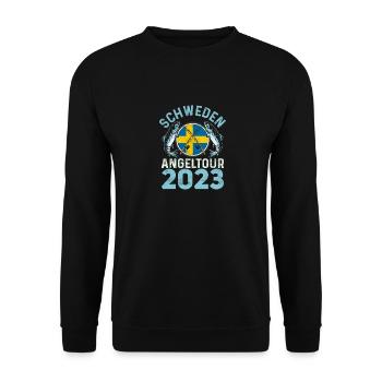 Schweden Angeltour 2023 Angelurlaub - Unisex Pullover - Schwarz - Vorne - Alina (178cm) & Michal (187cm)
