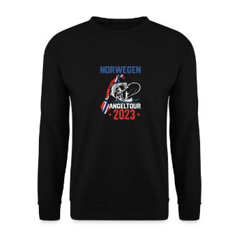Norwegen Angeltour 2023 Hochseeangeln - Unisex Pullover - Schwarz - Vorne - Alina (178cm) & Michal (187cm)