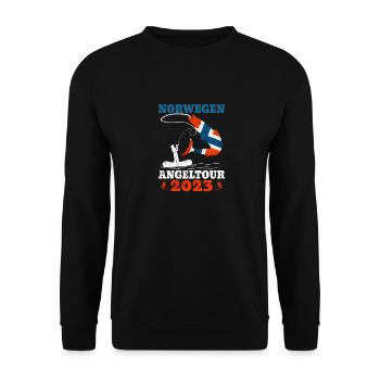 Norwegen Angeltour 2023 Angeln in Norwegen - Unisex Pullover - Schwarz - Vorne - Alina (178cm) & Michal (187cm)