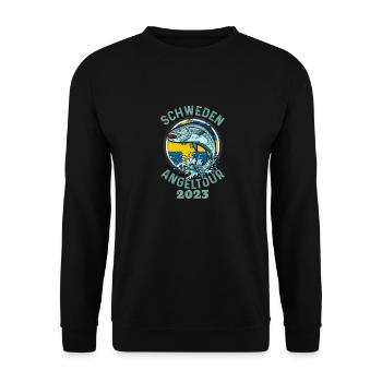 Schweden Angeltour 2023 Angeln in Schweden - Unisex Pullover - Schwarz - Vorne - Alina (178cm) & Michal (187cm)