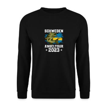 Schweden Angeltour 2023 Angeln in Schweden - Unisex Pullover - Schwarz - Vorne - Alina (178cm) & Michal (187cm)