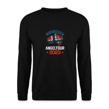 Norwegen Angeltour 2023 Angeln in Norwegen - Unisex Pullover - Schwarz - Vorne - Alina (178cm) & Michal (187cm)