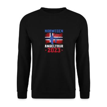 Norwegen Angeltour 2023 Angeltrip nach Norwegen - Unisex Pullover - Schwarz - Vorne - Alina (178cm) & Michal (187cm)