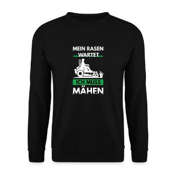 Rasentraktor & Aufsitzmäher Spruch für Gärtner - Unisex Pullover - Schwarz - Vorne - Alina (178cm) & Michal (187cm)