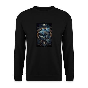 Sternzeichen Fische - Unisex Pullover - Schwarz - Vorne - Alina (178cm) & Michal (187cm)