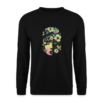 flower woman color - Sweat-shirt Unisexe - noir - Devant - Alina (178cm) & Michal (187cm)
