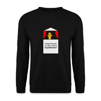 Kasperltheater ist die wahre Kleinkunst - Unisex Pullover - Schwarz - Vorne - Alina (178cm) & Michal (187cm)