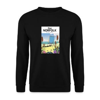 Norfolk Seaside Travel Poster - Unisex Pullover - Schwarz - Vorne - Alina (178cm) & Michal (187cm)