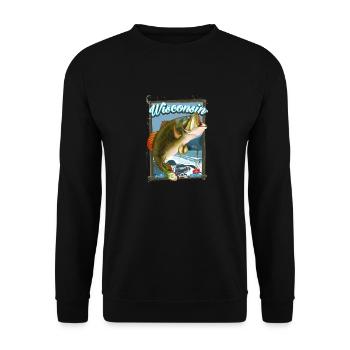 Wisconsin By Air Fishing Reiseplakat - Unisex Pullover - Schwarz - Vorne - Alina (178cm) & Michal (187cm)