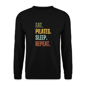 EAT PILATES SLEEP REPEAT - Unisex Sweatshirt - black - Front - Alina (178cm) & Michal (187cm)