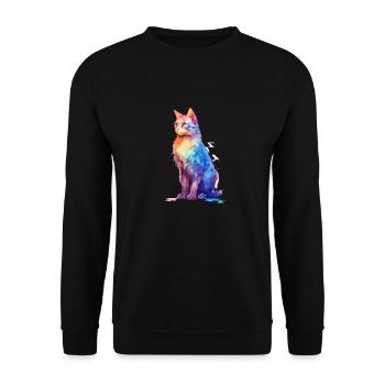 Lebendige Oberteile mit Katzenmotiven - Unisex Pullover - Schwarz - Vorne - Alina (178cm) & Michal (187cm)