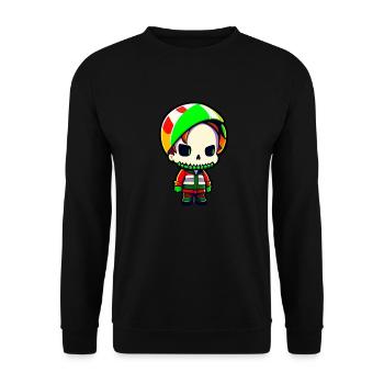 Mehrfarbiger Cartoon-Elf - Unisex Pullover - Schwarz - Vorne - Alina (178cm) & Michal (187cm)