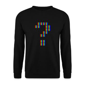 Pixel Art Questionmark - Unisex Pullover - Schwarz - Vorne - Alina (178cm) & Michal (187cm)