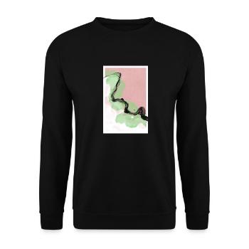 Motif japonais abstrait rose - Sweat-shirt Unisexe - noir - Devant - Alina (178cm) & Michal (187cm)