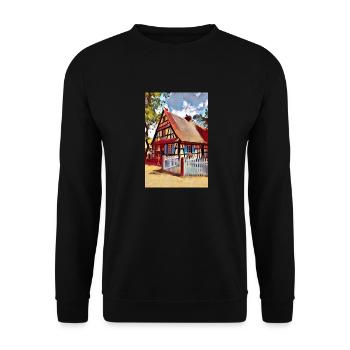 Elsässische Hauszeichnung - Unisex Pullover - Schwarz - Vorne - Alina (178cm) & Michal (187cm)