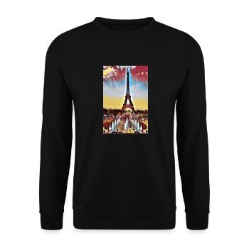 Tour Eiffel Paris Picture Paint - Sweat-shirt Unisexe - noir - Devant - Alina (178cm) & Michal (187cm)