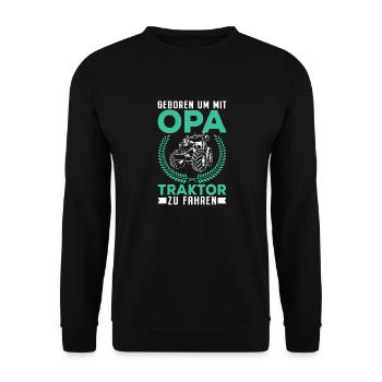 Opa Traktorfahrer Landwirt Bauernhof Kind - Unisex Pullover - Schwarz - Vorne - Alina (178cm) & Michal (187cm)