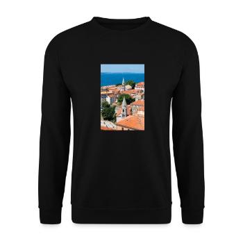 Klosterkirche St. Franziskus Assisi - Unisex Pullover - Schwarz - Vorne - Alina (178cm) & Michal (187cm)