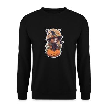 Helloween Pumpkin Witch - Unisex Sweatshirt - black - Front - Alina (178cm) & Michal (187cm)