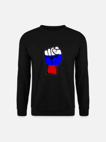 Russland Flagge Faust Hand Symbol - Unisex Pullover - Schwarz