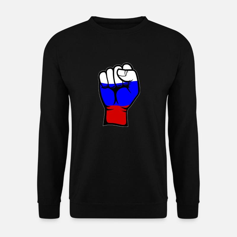 Russland Flagge Faust Hand Symbol - Unisex Pullover - Schwarz