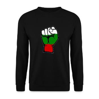 Bulgarien Flagge Faust Hand Symbol - Unisex Pullover - Schwarz - Vorne - Alina (178cm) & Michal (187cm)